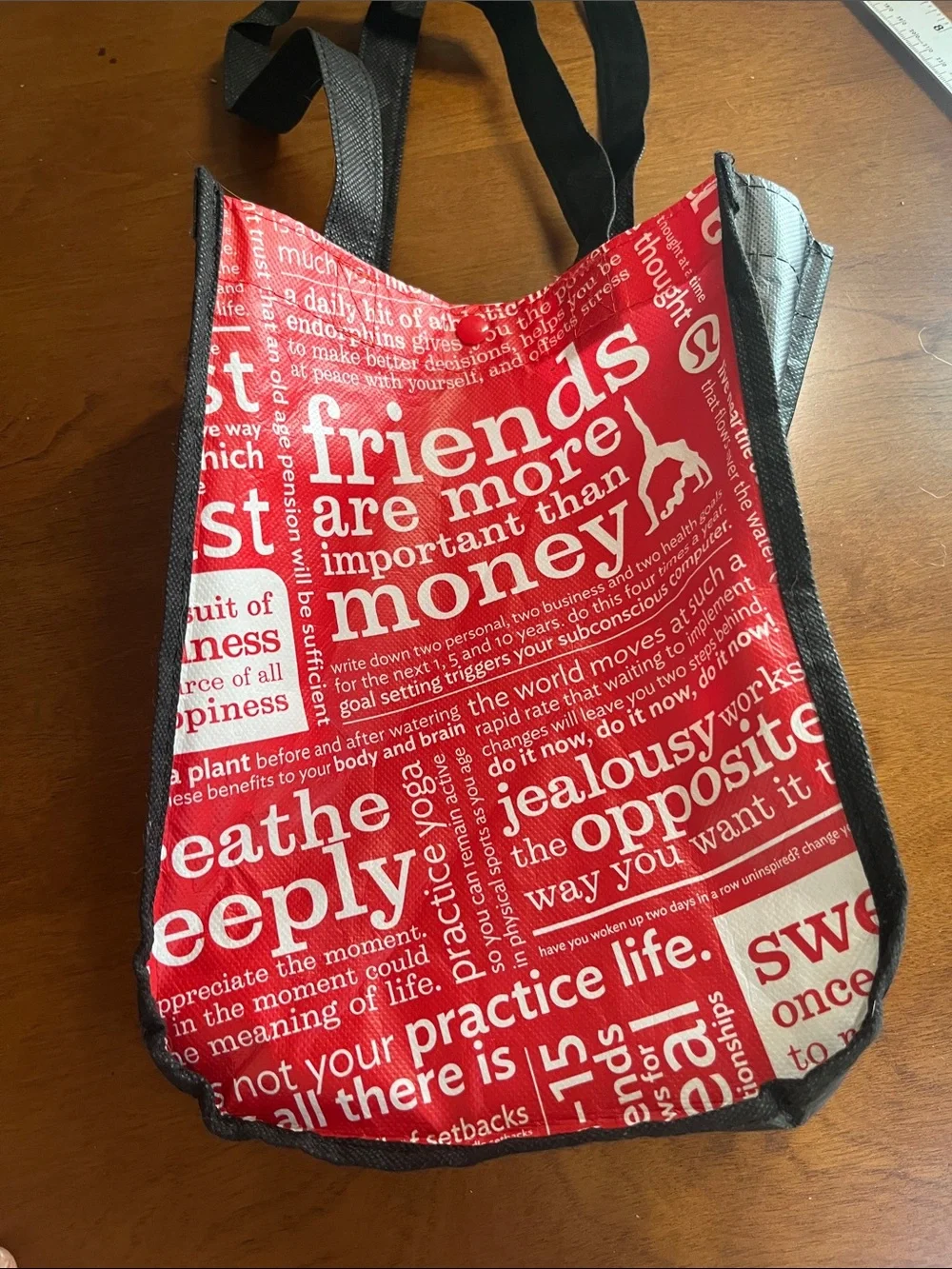 Lot of 4 Lululemon Reusable Tote Bag Set - White, Black & Red